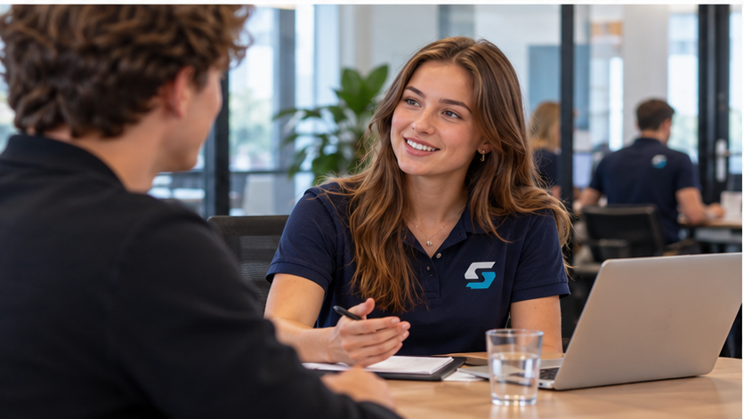 03_recruiter_sollicitatiegesprek | The Sales Company Amersfoort Recruiter voert een kennismakingsgesprek