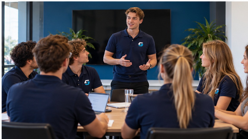 Salesmanager Amersfoort geeft een briefing aan het team