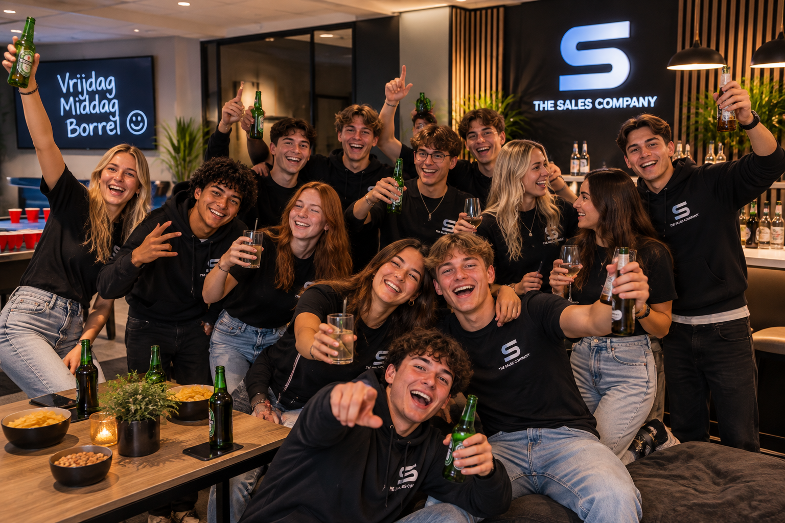 The Sales Company Amersfoort team viert een goede werkdag